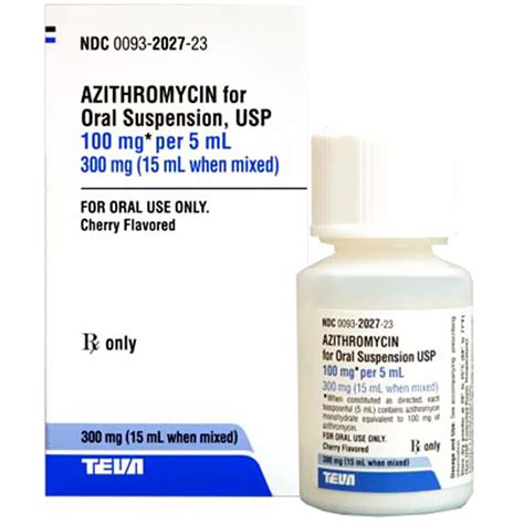 Azithromycin currently remains one of preferable antibiotics in treatment of upper and lower air passage infections. Azithromycin Suspension 100mg/5ml (15 ml) - Cherry Flavor ...