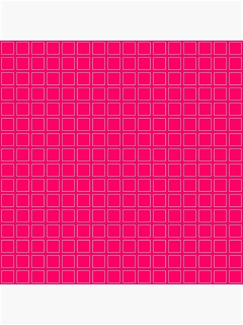 Hot Pink Neon Background With White Square Pattern Print Poster By