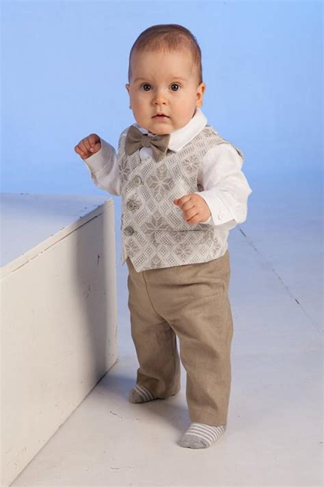 Baby Boy Linen Suit Baptism Outfit Baby Clothes Ring Bearer Kids