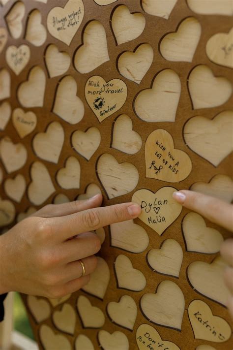 Alternative Wedding Guest Books Personalized Wood Heart Guestbook Puzzle Custom Heart Shaped