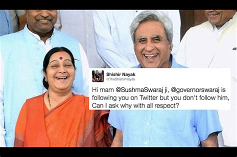 sushma swaraj s husband wrote the sweetest tweet when asked why she wasn t following him on twitter