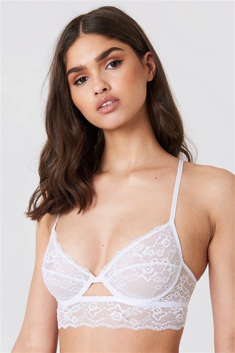 Cut Out Lace Cup Bra White Na