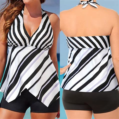 Two Piece Women Swimsuits Stripe Maternity Swimwear V Neck Pregnant