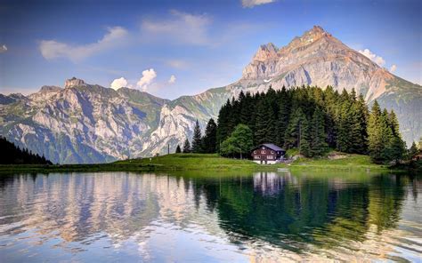 Herunterladen Hintergrundbild 4k Schweiz Sommer Schöne Natur Berge