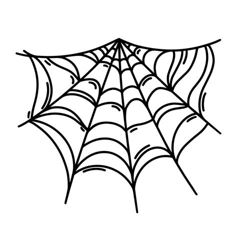 Spooky Spider Web Vector Icon Old Hanging Cobweb Black Outline