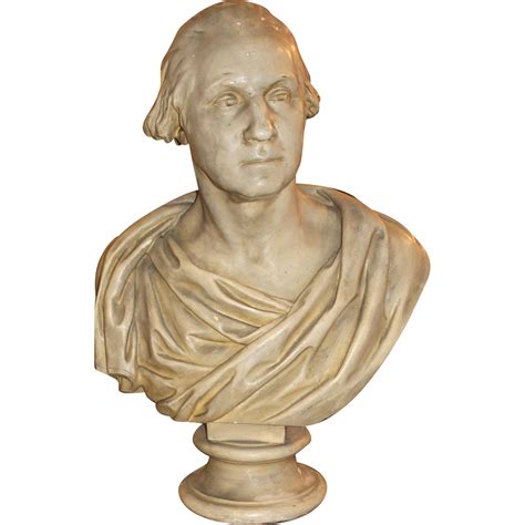 A Plaster Bust Of President George Washington With Attached Round Socle