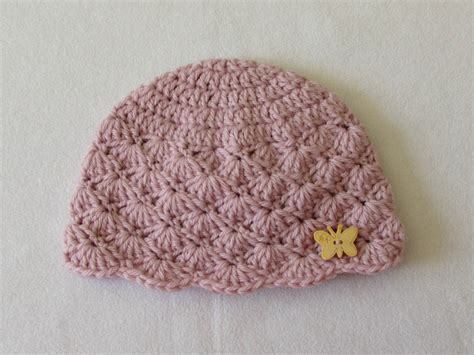 Crochet Shell Stitch Baby Hat Written Pattern