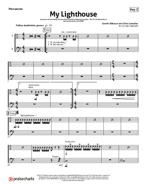 My Lighthouse Percussion Sheet Music Pdf Rend Collective Praisecharts
