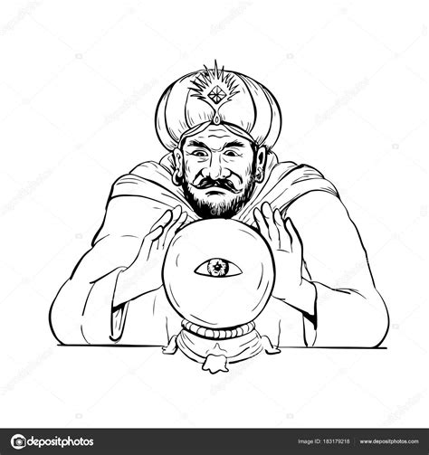 Download in under 30 seconds. Fortune Teller Crystal Ball Drawing — Stock Vector ...