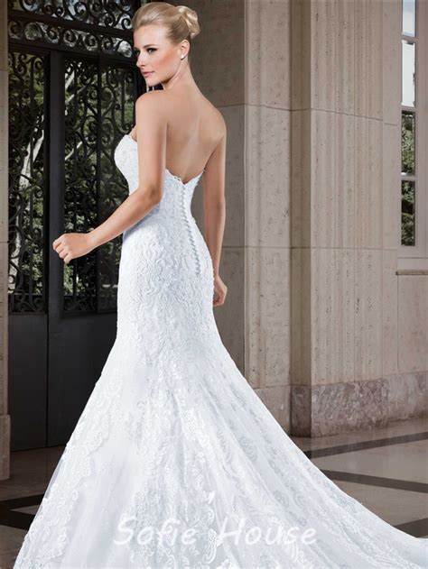 Looking for a low back wedding dress? Classic Mermaid Sweetheart Low Back Lace Wedding Dress ...
