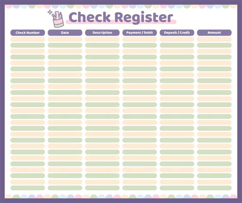 Free Printable Printable Check Register
