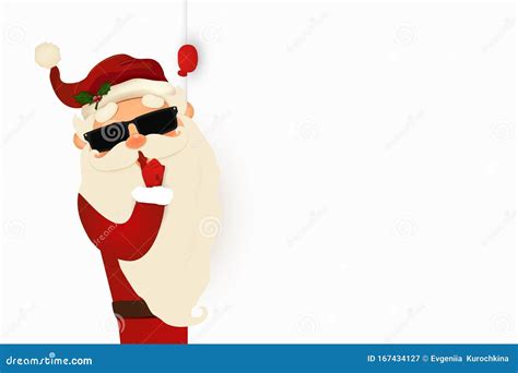 secret santa claus invitation background standing behind a blank sign showing on big blank sign