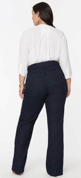 Nydj Womens Teresa Wide Leg Trouser Jeans In Blue Rinse Plus Size 14w