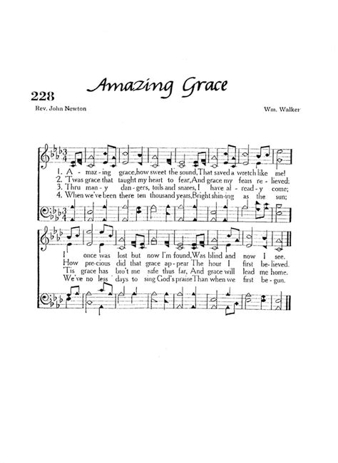 Free Printable Amazing Grace Hymn Sheet Music