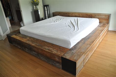 Reclaimed Wood Platform Bed Frame Bonnie Rustic Reclaimed Wood Queen Platfrom Bed Zin Home