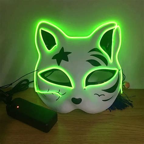 El Wire Mask Flashing Cosplay Led Mask Costume Cat Mask For Glowing