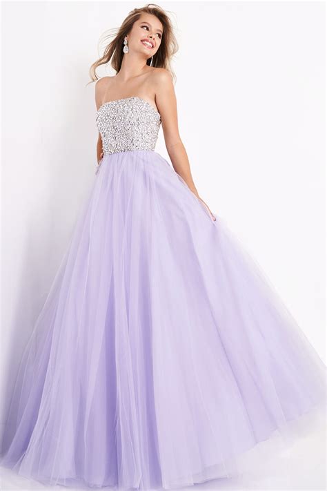 Jovani Jvn52131 Strapless Crystal Tulle Prom Dress Ball Gown Formal Pa