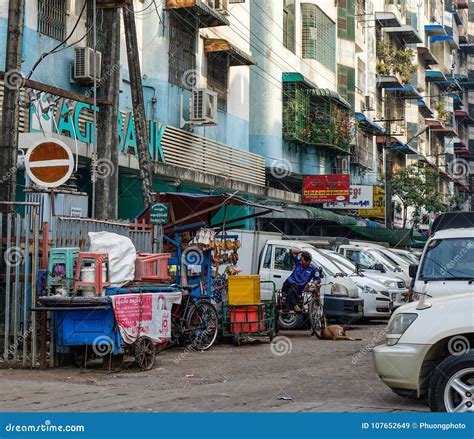 Street Of Yangon Myanmar Editorial Stock Image Image Of Burma 107652649