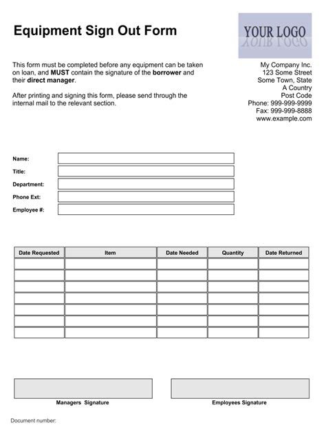 Equipment Sign Out Sheet Template Fill Out And Sign Online Dochub