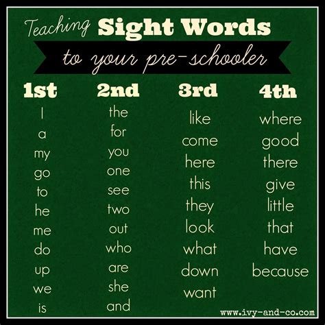 Teaching Sight Words To Kids Pre Schoolers Teaching Sight Words
