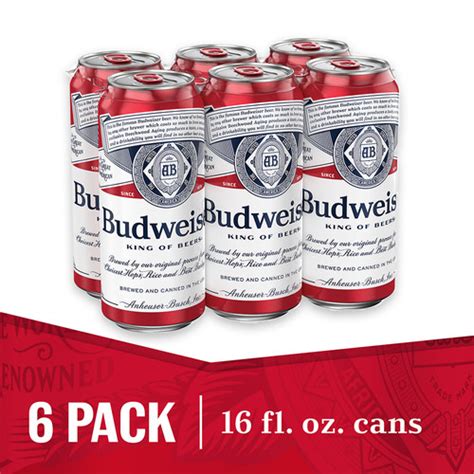 Budweiser Beer 6 Pack Beer 16 Fl Oz Cans 5 Abv Kc Liquor