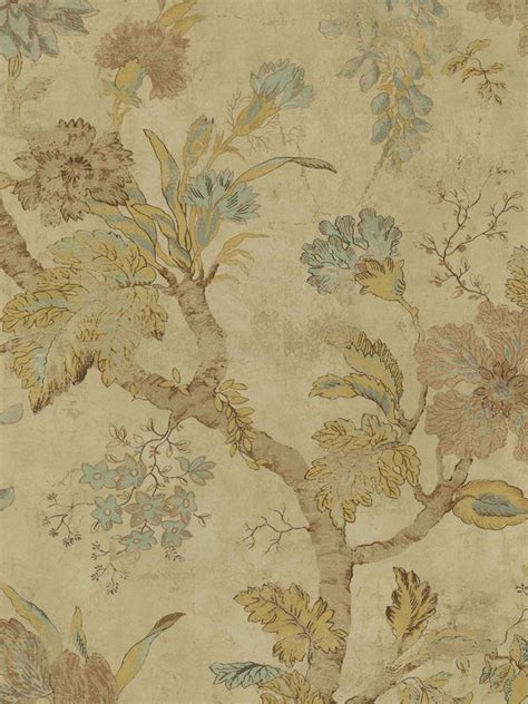 Gold Jacobean Floral Wallpaper Floral Wallpaper Wallpaper Floral