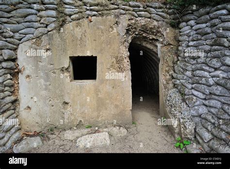 British Wwi Bunker Showing Bullet Holes On The Lettenberg First World