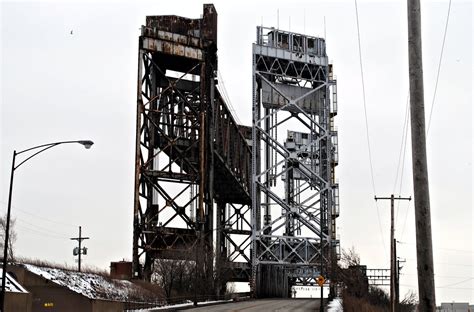 Calumet River At 92nd St Bridge Chicago Skyway Bridge In Sight