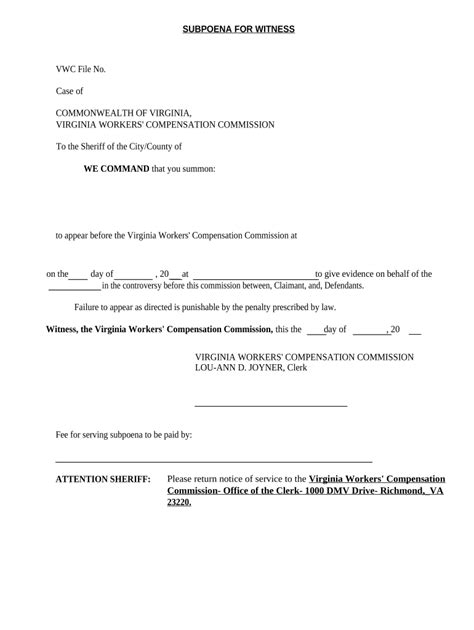 Witness Subpoena Statement Form Fill Out And Sign Printable Pdf