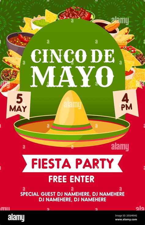 Cinco De Mayo Mexican Holiday Sombrero With Festive Food Invitation