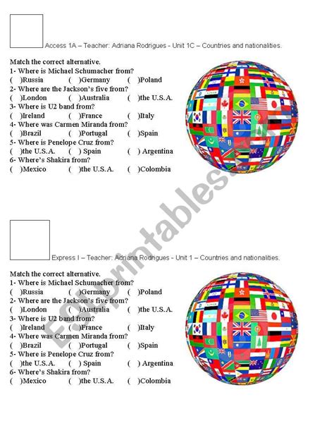 Countries Quizz Esl Worksheet By Ladybowie