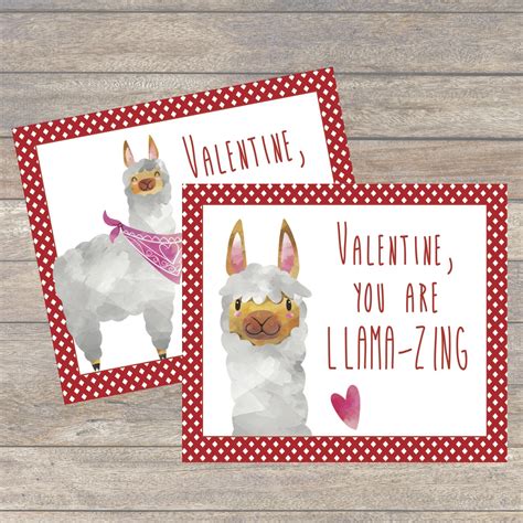 Llama Zing Printable Valentine S Day Cards Everyday Party Magazine