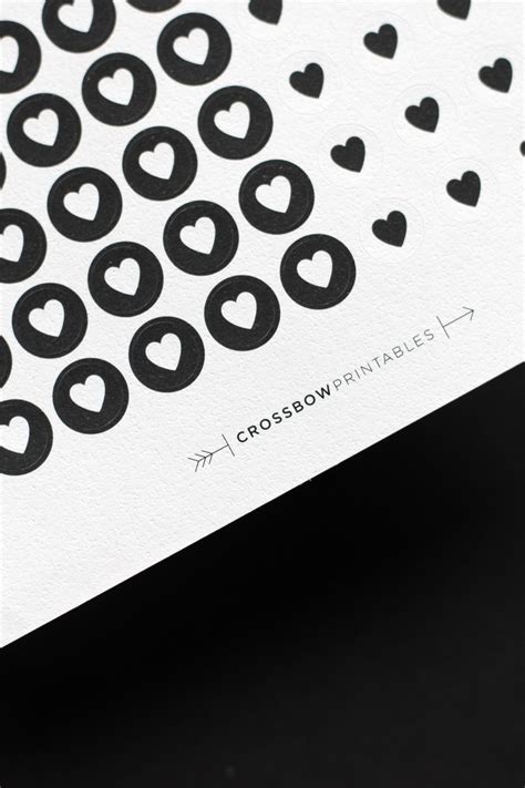 Heart Icon Stickers Minimal Black And White Planner Stickers