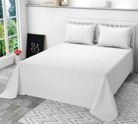 Size Double Cotton White Satin Stripe Bed Sheets For Hotel At Rs 499