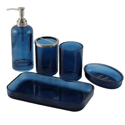 Navy Blue Complete 5 Piece Bath Accessories Set