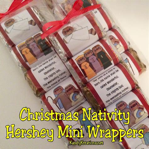 Give a sweet treat and a christmas card with this beautiful printable candy bar wrapper. Christmas Nativity Hershey Mini Candy Bar Wrapper ...
