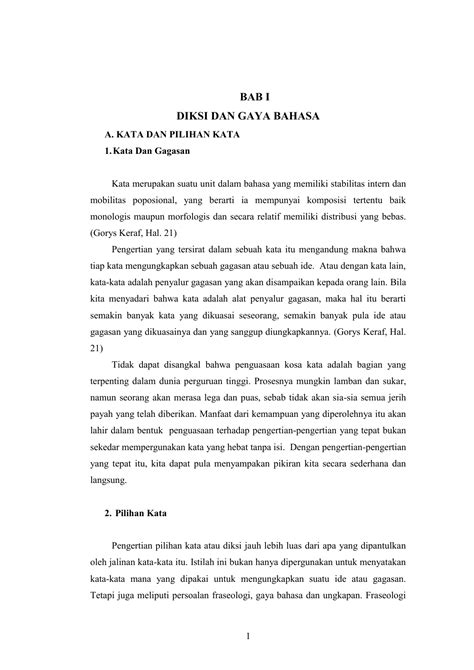 Syarat terjadinya interaksi cemilan pedas untuk diet : Bab I Diksi Dan Gaya Bahasa A Kata Dan Pilihan Kata Kata