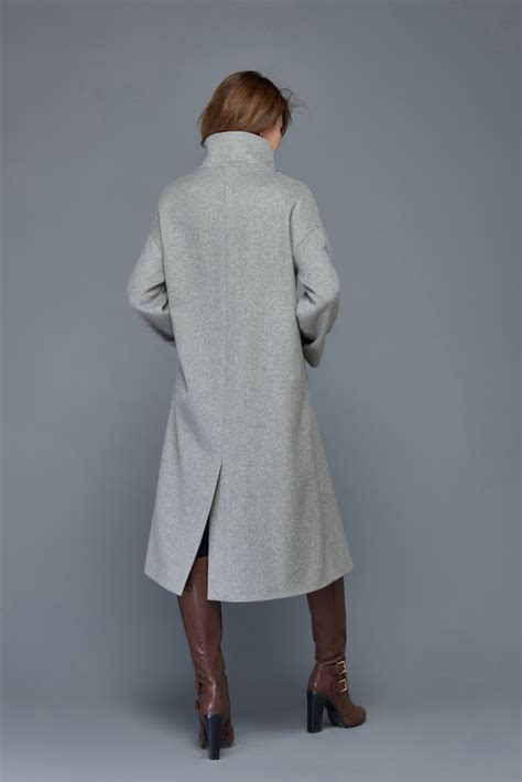Midi Wool Coat Wool Coat Women Gray Wool Coat Womens Coats Etsy