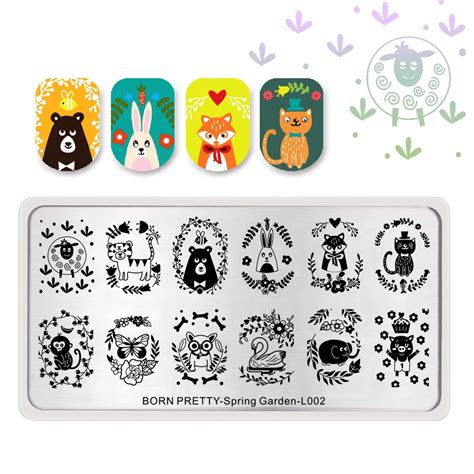 Born Pretty Nail Stamping Template Animal Flower Fox Design Manicure