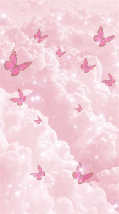 Pink Butterfly Wallpaper Aesthetic Butterfly On Pink Background Idea
