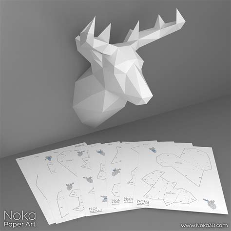 Deer Head Trophy 3d Papercraft Model Downloadable Diy Etsy 3d Paper