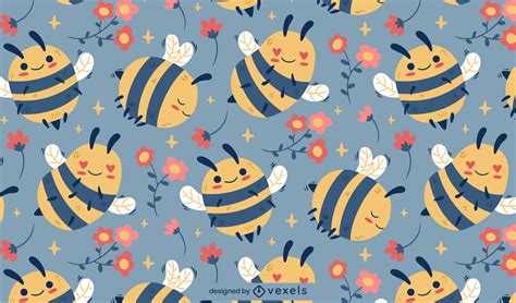 Cute Bee Animal Pattern Design Vector Download