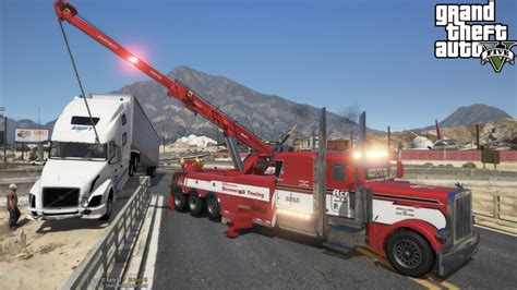 Gta 5 Real Life Mod 213 Rotator Lifts Up Semi Truck And Trailer