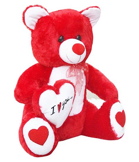 Alisha Toys Beautiful Red Fur I Love You Heart Teddy Bear Stuffed