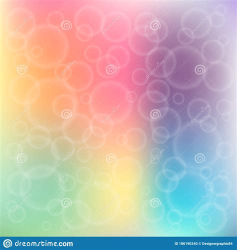 Rainbow Bokeh Colorful Background With Bubbles Design Template