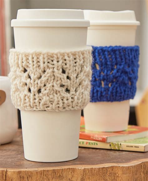 Knit a coffee cup sleeve | canadian living. Free Knitting Pattern for Lacy Cup Cozy - Easy lace ...