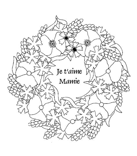 Coloriage Fête des grands mères Je t aime Mamie 2