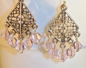 Items Similar To Pink Chandelier Earrings On Etsy