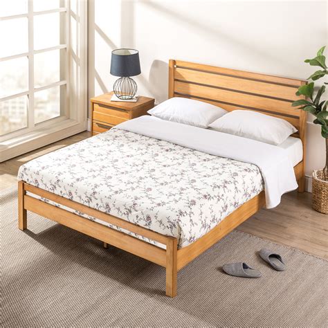 zinus aimee solid timber bed frame double queen full size pine wood platform ebay