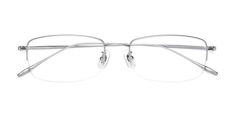 Silver Titanium Rectangle Semi Rimless Eyeglasses Duke